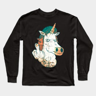 Middle Finger Unicorn Angry Long Sleeve T-Shirt